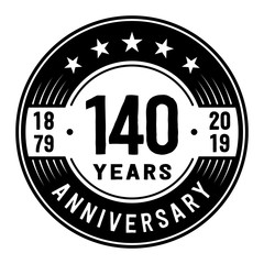 140 years anniversary logo template. One hundred and forty years logo. Vector and illustration.