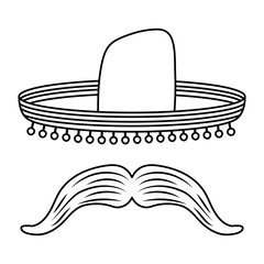 traditional mexican hat with mustache