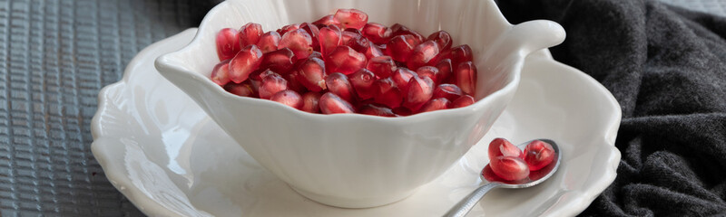 Pomegranate seeds. Raw organic antioxidant food