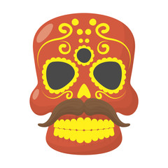 traditional mexican skull head with mustache