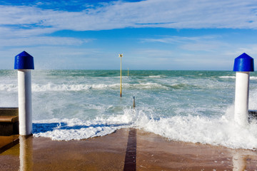 rise in sea level during a storm in northern France