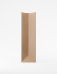 Eco packaging mockup bag kraft paper side. Tall narrow brown template on white background promotional advertising. 3D rendering