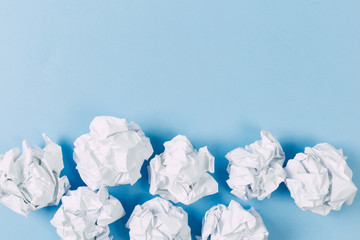 Close-up of Crumble paper isolated on blue background