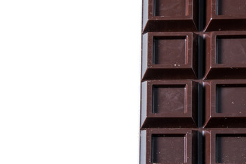 close up a chocolate bar isolated on white background