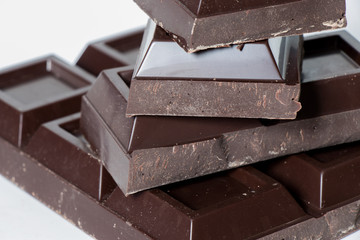 Pieces of Chocolate isolated on white background