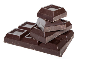 Pieces of Chocolate isolated on white background