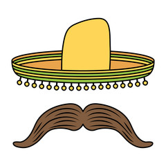 traditional mexican hat with mustache