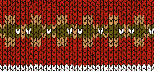 Seamless handmade vector knitted border. Natural colors, fair isle style