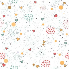 Creative Hand Drawn Seamless Pattern with Hearts.Great for wedding cards, postcards, t-shirts, bridal invitations, brochures, posters, gift wrapping, wall art, wallpapers, etc.Vector Illustration.