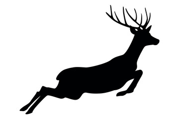 jumping deer silhouette isolated on white background vector illustration EPS10 © krissikunterbunt