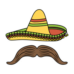traditional mexican hat with mustache