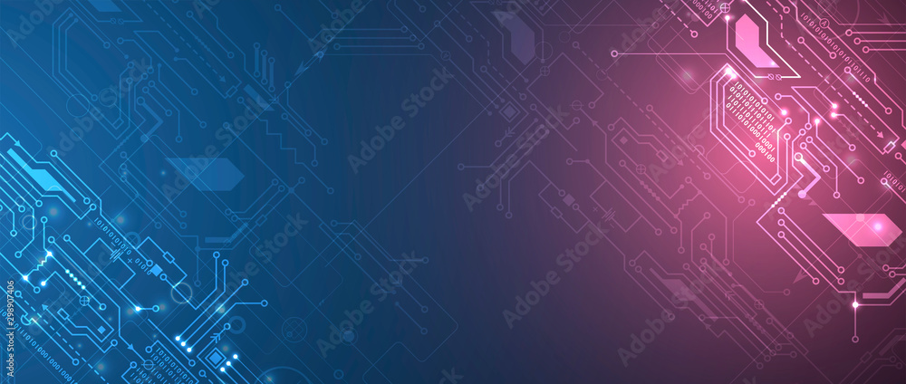 Poster Abstract circuit board futuristic technology processing background