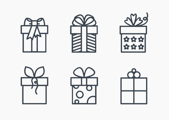 Gift isolated minimal icon. Box graph line vector icon for websites and mobile minimalistic flat design.