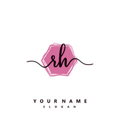 Obraz premium RH Initial handwriting logo vector