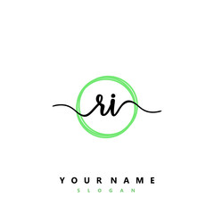 RI Initial handwriting logo vector