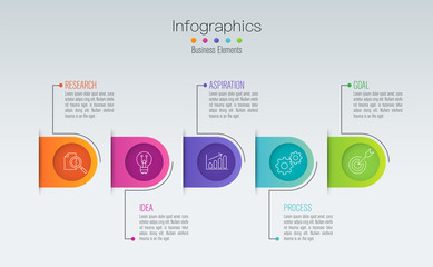 Timeline infographics design vector and business icons with 5 steps. Use in corporate report, marketing, annual report. Network management data screen with charts, diagrams.