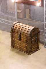 Pirate wooden enclosed chest, real treasure chest in a modern design