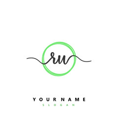 RU Initial handwriting logo vector