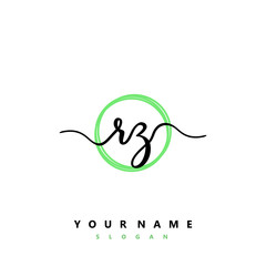 RZ Initial handwriting logo vector