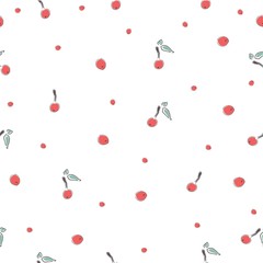 Seamless Pattern with red berries