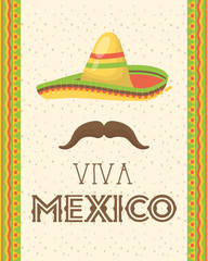 viva mexico celebration with hat and mustache