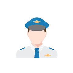 Profession Pilot Character. Aviation theme vector concept. Airplane pilot in uniform and icon © azvector