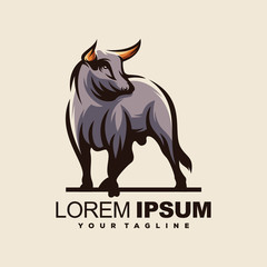 awesome standing bull logo design