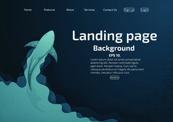 Vector website landing page concept Layout, lines, gradients and Swimming of fish in the sea Abstract and modern background