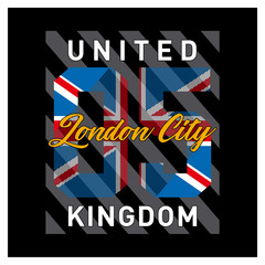 London , United Kingdom T-shirt Printing design on a dark background. Vector illustration.