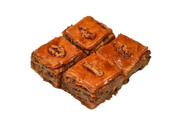 Tasty baklava isolated on white background.