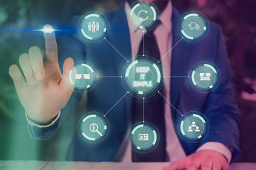 Text sign showing Keep It Simple. Business photo text to make something easy to understand and not in fancy way Picture photo system network scheme modern technology smart device