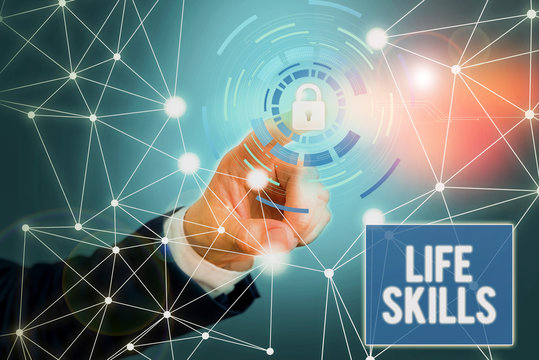 Word writing text Life Skills. Business photo showcasing skill that is necessary for full participation in everyday life Picture photo system network scheme modern technology smart device