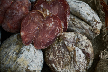 dried sausage with mold    