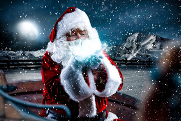 Red old Santa Claus and winter time. 