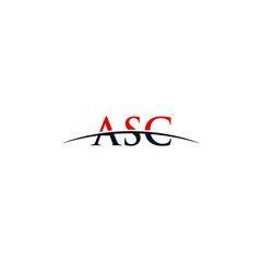 Initial letter ASC, overlapping movement swoosh horizon logo company design inspiration in red and dark blue color vector - obrazy, fototapety, plakaty
