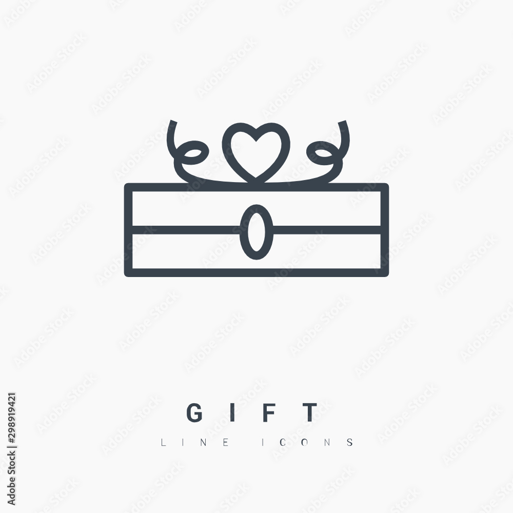 Poster gift box graph line vector icon