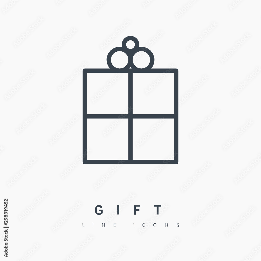 Poster gift box graph line vector icon