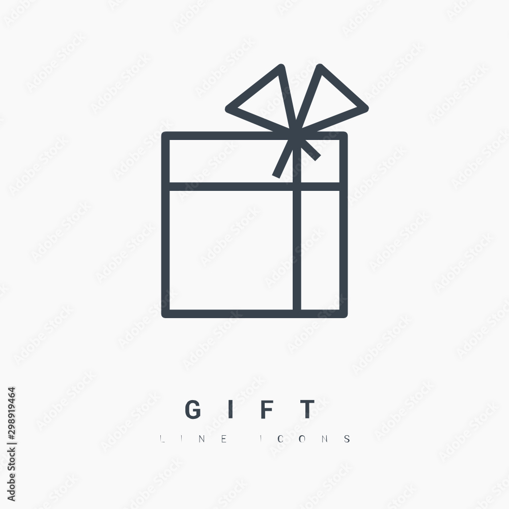 Poster gift box graph line vector icon