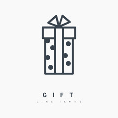 Gift box graph line vector icon