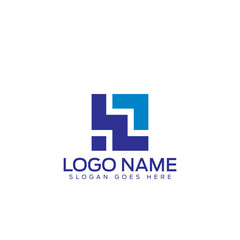 Fototapeta premium Design Logo Concept with Blue Square Icon Vector