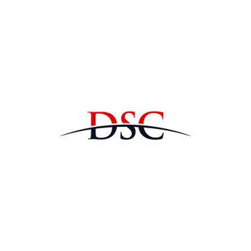 Initial letter DSC, overlapping movement swoosh horizon logo company design inspiration in red and dark blue color vector
