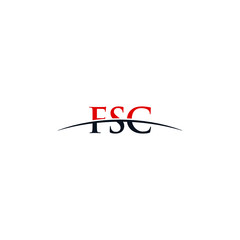 Initial letter FSC, overlapping movement swoosh horizon logo company design inspiration in red and dark blue color vector