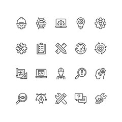Set of engineering icons in line style.