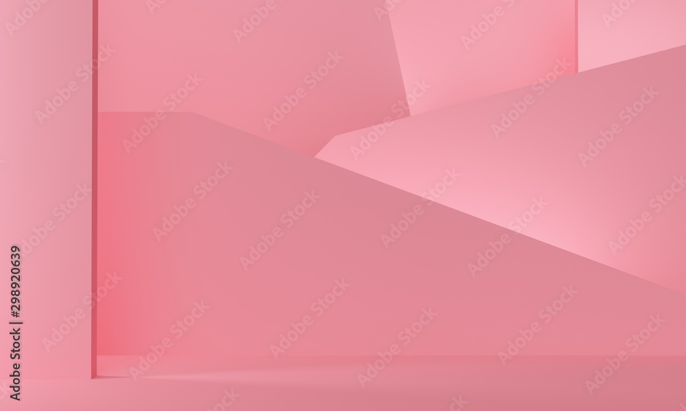 Aufkleber geometric pink abstract background with a sloping wall and bright lights. backdrop design for produc