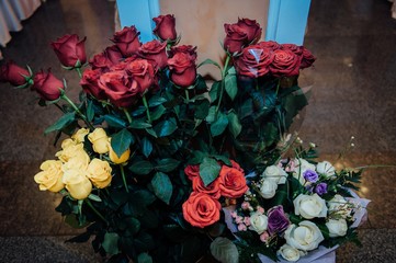 Fototapeta na wymiar beautiful bouquets for a bride on a wedding day