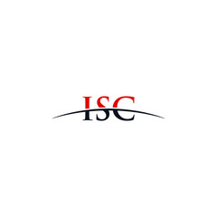 Initial letter ISC, overlapping movement swoosh horizon logo company design inspiration in red and dark blue color vector - obrazy, fototapety, plakaty