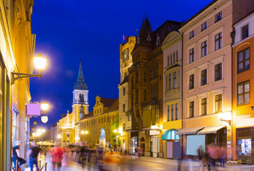 Fototapeta na wymiar Torun Town Hall and monument of Copernicus at night