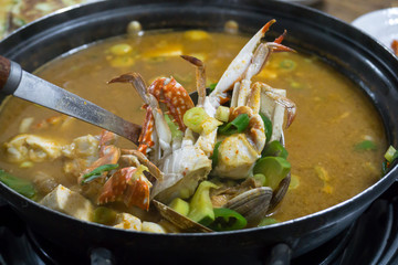 Close up Kkotge-tang, Spicy Crab Stew