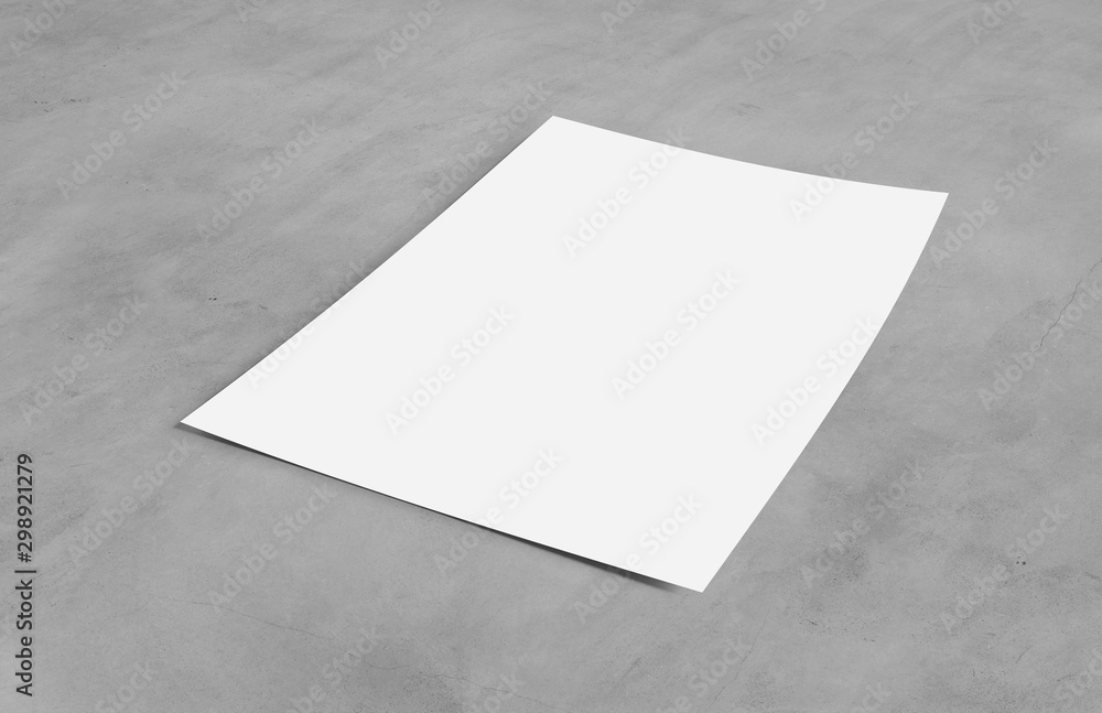 Poster mock up of a sheet of paper isolated on a background with shadow - 3d rendering