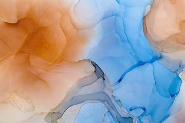  Abstract colorful background, wallpaper. Mixing acrylic paints. Modern art. Paint marble texture. Alcohol ink colors  translucent